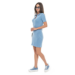 Хлопковое платье с коротким рукавом SVTR голубой 40-44