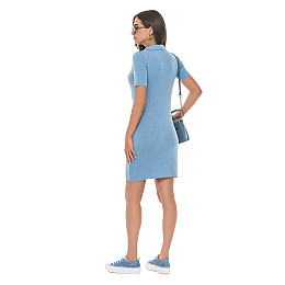 Хлопковое платье с коротким рукавом SVTR голубой 46-50