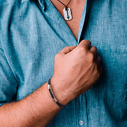 Мужской серебряный браслет 905-01134 Оникс 20