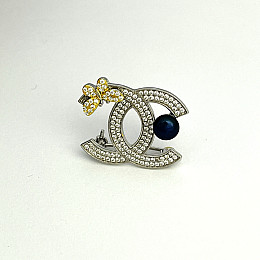 Серебряная брошка SilverBreeze с натуральным жемчугом фианитами (2102366)