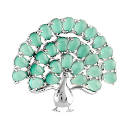 Серебряная брошка SilverBreeze с кошачьим глазом (2109389)