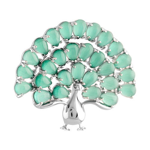 Серебряная брошка SilverBreeze с кошачьим глазом (2109389)