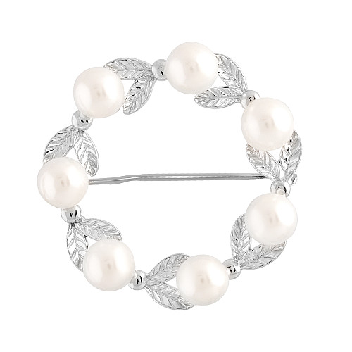 Серебряная брошка SilverBreeze с натуральным жемчугом (2109631)