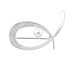 Серебряная брошка SilverBreeze с натуральным жемчугом (2109686)