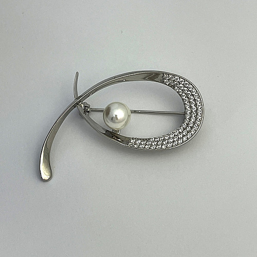 Серебряная брошка SilverBreeze с натуральным жемчугом (2109686)