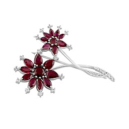 Серебряная брошка SilverBreeze с натуральным рубином (2114864)