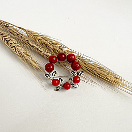 Серебряная брошка SilverBreeze с кораллом (2136330)