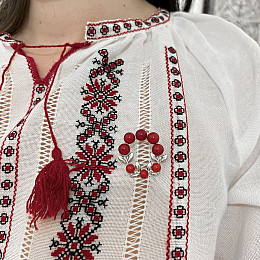 Серебряная брошка SilverBreeze с кораллом (2136330)