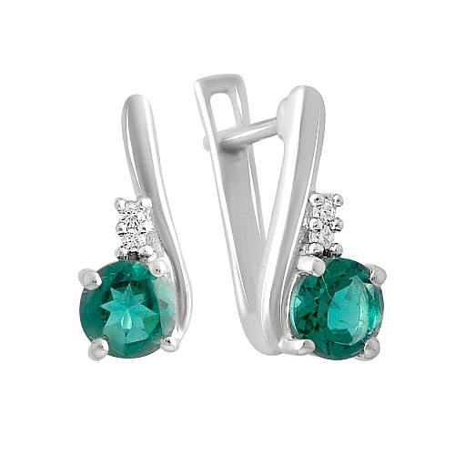 Серебряные серьги SilverBreeze с аквамарином nano 0.963ct фианитами (2140177)