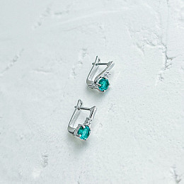 Срібні сережки SilverBreeze з аквамарином нано 0.963ct та фіанітами (2140177)