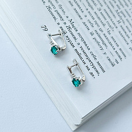 Срібні сережки SilverBreeze з аквамарином нано 0.963ct та фіанітами (2140177)