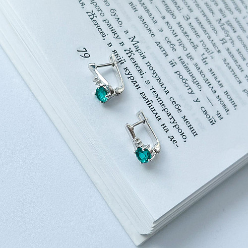 Серебряные серьги SilverBreeze с аквамарином nano 0.963ct фианитами (2140177)