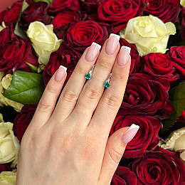 Срібні сережки SilverBreeze з аквамарином нано 0.963ct та фіанітами (2140177)