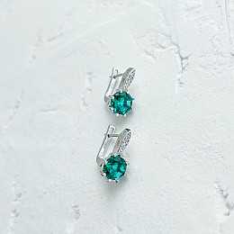 Срібні сережки SilverBreeze з аквамарином nano 3.397ct фіанітами (2140184)