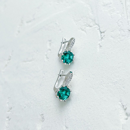 Серебряные серьги SilverBreeze с аквамарином nano 3.397ct фианитами (2140184)