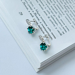 Срібні сережки SilverBreeze з аквамарином nano 3.397ct фіанітами (2140184)