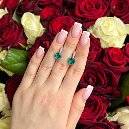 Срібні сережки SilverBreeze з аквамарином nano 3.397ct фіанітами (2140184)