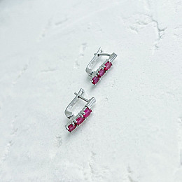 Срібні сережки SilverBreeze з натуральним рубіном 0.5ct (2140337)