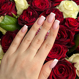 Срібні сережки SilverBreeze з натуральним рубіном 0.5ct (2140337)