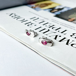 Срібні сережки SilverBreeze з натуральним рубіном 1.1ct (2140467)