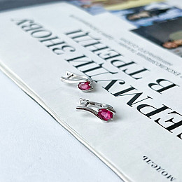 Срібні сережки SilverBreeze з натуральним рубіном 1.283ct (2140481)