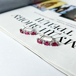 Срібні сережки SilverBreeze з натуральним рубіном 4.347ct фіанітами (2140511)