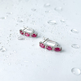 Срібні сережки SilverBreeze з натуральним рубіном 4.347ct фіанітами (2140511)