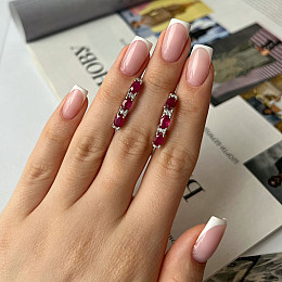 Срібні сережки SilverBreeze з натуральним рубіном 4.347ct фіанітами (2140511)