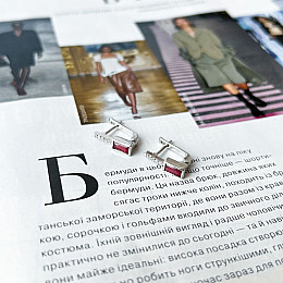 Срібні сережки SilverBreeze з натуральним гранатом фіанітами (2140542)