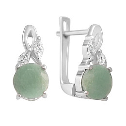 Серебряные серьги SilverBreeze с натуральным изумрудом 2.992ct фианитами (2140672)
