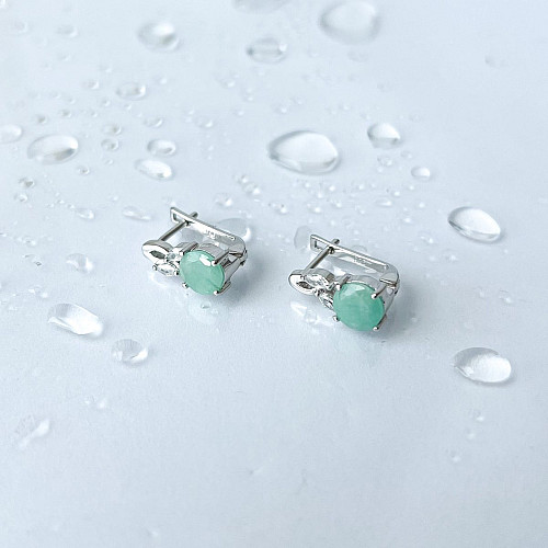 Серебряные серьги SilverBreeze с натуральным изумрудом 2.992ct фианитами (2140672)
