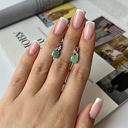 Срібні сережки SilverBreeze з натуральним ізумрудом 2.992ct фіанітами (2140672)