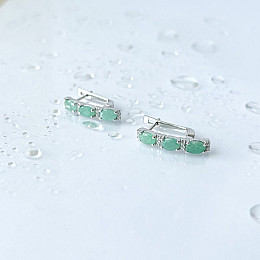 Срібні сережки SilverBreeze з натуральним ізумрудом 2.934ct фіанітами (2140702)