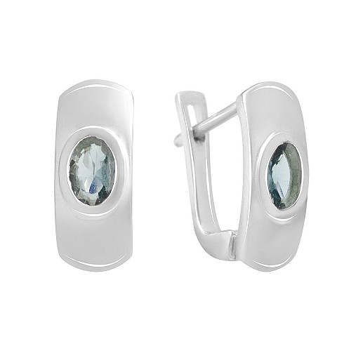 Серебряные серьги SilverBreeze с топазом Лондон Блю 0.6ct (2140825)