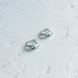Срібні сережки SilverBreeze з топазом Лондон Блю 0.6ct (2140825)