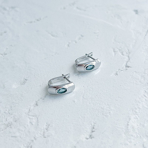 Серебряные серьги SilverBreeze с топазом Лондон Блю 0.6ct (2140825)