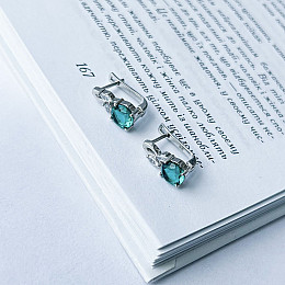 Срібні сережки SilverBreeze з аквамарином nano 2.392ct і фіанітами (2141341)