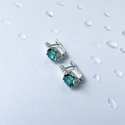 Серебряные серьги SilverBreeze с аквамарином nano 2.3ct фианитами (2141501)