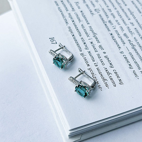 Серебряные серьги SilverBreeze с аквамарином nano 2.3ct фианитами (2141501)