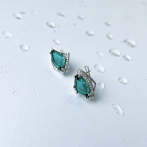 Серебряные серьги SilverBreeze с аквамарином nano 5.915ct фианитами (2141570)