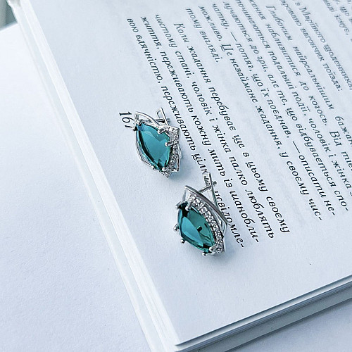 Серебряные серьги SilverBreeze с аквамарином nano 5.915ct фианитами (2141570)