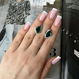 Срібні сережки SilverBreeze з аквамарином nano 5.915ct фіанітами (2141570)