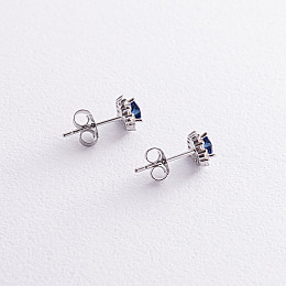 Серебряные серьги - пусеты Сердечки с фианитами 123295с Оникс