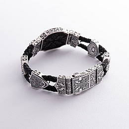 Серебряный браслет Армянская Звезда с золотой вставкой (эбеновое) 817 Оникс