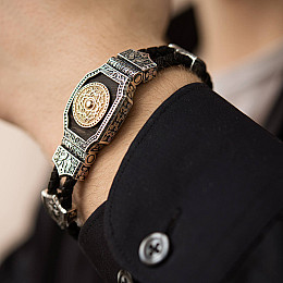 Серебряный браслет Армянская Звезда (эбеновое дерево) Оникс 21