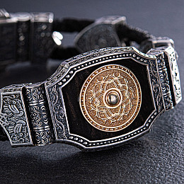 Серебряный браслет Армянская Звезда (эбеновое дерево) Оникс 21