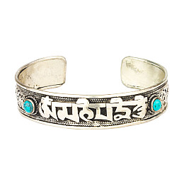Браслет Mantra Mani Tibet 2 бирюзовых камня Филигрань 6.5x5.5x1.5 см Металл (24569)