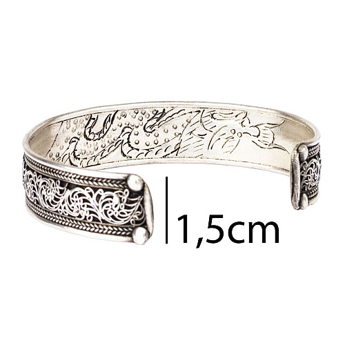 Браслет Mantra Mani Tibet 2 голубых камня Филигрань 6x6x1.5 см Металл (27465)