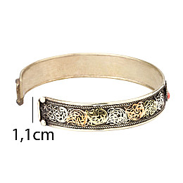Браслет Mantra Mani Tibet Carving 3 metal 2 червоні камені 6x6x1.1 см Метал (05998)