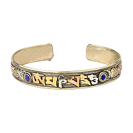 Браслет Mantra Mani Tibet Carving 3 metal 2 синих камня 6x6x1.1 см Металл (27466)